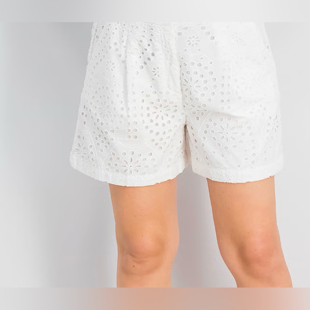 NWT Lane Bryant White High‎ Rise Shorts Embroidered White Womens 24